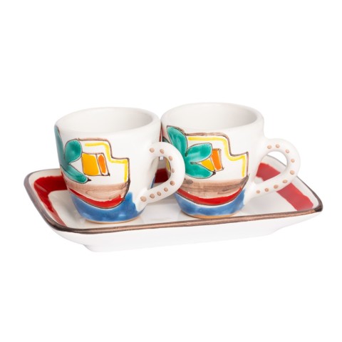 Set Tazzine da caffè con Vassoio Dammusi ceramiche de simone Set Tazzine da caffè con Vassoio Dammusi ceramiche de simone